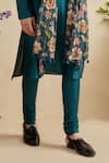 Kalista Emerald Green Chanderi Silk Embroidery, Aarush Kurta Set With Floral Dupatta Online at Aza Fashions Kalista_Emerald Green Chanderi Silk Embroidery, Aarush Kurta Set With Floral Dupatta _Online_at_Aza_Fashions