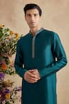 Buy Kalista Emerald Green Chanderi Silk Embroidery, Aarush Kurta Set With Floral Dupatta Online at Aza Fashions Buy_Kalista_Emerald Green Chanderi Silk Embroidery, Aarush Kurta Set With Floral Dupatta _Online_at_Aza_Fashions