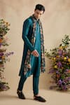 Shop Kalista Emerald Green Chanderi Silk Embroidery, Aarush Kurta Set With Floral Dupatta Online at Aza Fashions Shop_Kalista_Emerald Green Chanderi Silk Embroidery, Aarush Kurta Set With Floral Dupatta _Online_at_Aza_Fashions