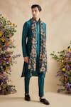 Kalista Emerald Green Chanderi Silk Embroidery, Aarush Kurta Set With Floral Dupatta at Aza Fashions Kalista_Emerald Green Chanderi Silk Embroidery, Aarush Kurta Set With Floral Dupatta _at_Aza_Fashions