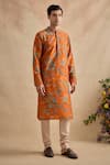 Kalista Orange Chanderi Embroidery Adhyan Floral Pattern Kurta Set Online at Aza Fashions Kalista_Orange Chanderi Embroidery Adhyan Floral Pattern Kurta Set _Online_at_Aza_Fashions