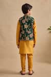 Shop_Kalista_Green Chanderi Embroidery Ravik Floral Bundi Kurta Set _at_Aza_Fashions