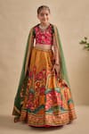 Buy_Kalista_Pink Viscose, Silk, Tulle Embroidery, Sequins Sandhaya Floral Print Lehenga Set _at_Aza_Fashions