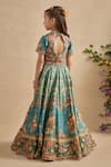Shop_Kalista_Teal Viscose, Silk, Tulle Embroidery, Zari Zareen Floral Lehenga Set _at_Aza_Fashions