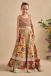 Buy_Kalista_Multi Color Viscose, Silk Mirrors, Sequins, Gulnaar Printed Lehenga Blouse Set _at_Aza_Fashions