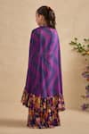 Shop_Kalista_Purple Georgette, Chinon Naira Floral Pattern Blouse Sharara Set _at_Aza_Fashions
