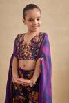Kalista_Purple Georgette, Chinon Naira Floral Pattern Blouse Sharara Set _at_Aza_Fashions