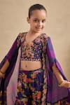 Shop_Kalista_Purple Georgette, Chinon Naira Floral Pattern Blouse Sharara Set 