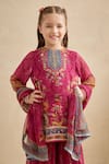 Shop_Kalista_Fuchsia Viscose Georgette Embroidery, Sequins, Maahi Printed Kurta Sharara Set _Online_at_Aza_Fashions
