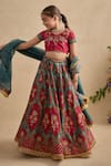Kalista_Magenta Viscose, Silk, Tissue Embroidery, Shazia Printed Lehenga Blouse Set _at_Aza_Fashions