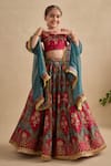 Buy_Kalista_Magenta Viscose, Silk, Tissue Embroidery, Shazia Printed Lehenga Blouse Set _at_Aza_Fashions