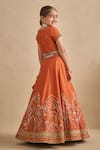 Kalista_Orange Silk, Viscose Georgette Embroidery, Sequins, Beads, Yamika Lehenga Set _Online_at_Aza_Fashions