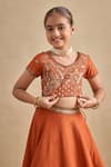 Buy_Kalista_Orange Silk, Viscose Georgette Embroidery, Sequins, Beads, Yamika Lehenga Set _Online_at_Aza_Fashions