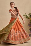 Buy_Kalista_Orange Silk, Viscose Georgette Embroidery, Sequins, Beads, Yamika Lehenga Set 