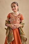 Shop_Kalista_Orange Silk, Viscose Georgette Embroidery, Sequins, Beads, Yamika Lehenga Set 