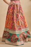 Buy_Kalista_Orange Viscose, Silk Mirrors, Embroidery Gulnaar Printed Lehenga Blouse Set _Online_at_Aza_Fashions