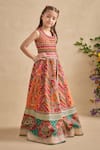Shop_Kalista_Orange Viscose, Silk Mirrors, Embroidery Gulnaar Printed Lehenga Blouse Set _Online_at_Aza_Fashions
