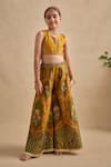 Buy_Kalista_Mustard Viscose, Silk Embroidery, Sequins Urja Blouse Sharara Set _Online_at_Aza_Fashions