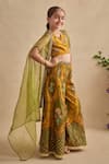 Buy_Kalista_Mustard Viscose, Silk Embroidery, Sequins Urja Blouse Sharara Set _at_Aza_Fashions