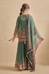Buy_Kalista_Green Viscose Georgette Embroidery, Beads, Maahi Printed Kurta Gharara Set _Online_at_Aza_Fashions