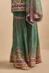 Shop_Kalista_Green Viscose Georgette Embroidery, Beads, Maahi Printed Kurta Gharara Set _Online_at_Aza_Fashions