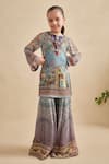 Buy_Kalista_Blue Viscose Georgette Tassels, Pom-poms Falak Printed Kurta Set 