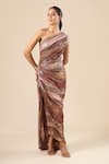 Buy Tarun Tahiliani Multi Color Beads, Chains One Shoulder Metallic Draped Dress at Aza Fashions Buy_Tarun Tahiliani_Multi Color Beads, Chains One Shoulder Metallic Draped Dress _at_Aza_Fashions