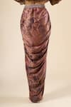 Tarun Tahiliani_Maroon Printed Draped Skirt _at_Aza_Fashions