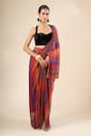 Buy Tarun Tahiliani Multi Color Metallic Thread Stripe Print Pre-draped Saree Online at Aza Fashions Buy_Tarun Tahiliani_Multi Color Metallic Thread Stripe Print Pre-draped Saree _Online_at_Aza_Fashions