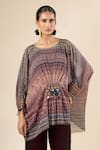 Tarun Tahiliani Blue Tassels Round Neck Geometric Print Tunic at Aza Fashions Tarun Tahiliani_Blue Tassels Round Neck Geometric Print Tunic _at_Aza_Fashions