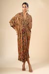 Buy_Tarun Tahiliani_Multi Color Beads, Tassels V-neck Geometric Print Kaftan _at_Aza_Fashions