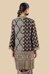 Buy_Tarun Tahiliani_Black Metallic Thread, Zari Round Neck Embroidered Long Jacket _Online_at_Aza_Fashions