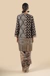 Shop_Tarun Tahiliani_Black Metallic Thread, Zari Round Neck Embroidered Long Jacket _at_Aza_Fashions