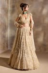 Buy Nitika Gujral Gold Net, Satin Embroidery, Beads, Sequins, Crystals, Cut Work Scoop Lehenga Set at Aza Fashions Buy_Nitika Gujral_Gold Net, Satin Embroidery, Beads, Sequins, Crystals, Cut Work Scoop Lehenga Set _at_Aza_Fashions
