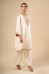 Buy_Sheetal Batra_White Embroidery, Zari Round Neck Kurta And Pant Set _Online_at_Aza_Fashions