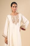 Shop_Sheetal Batra_White Embroidery, Zari Round Neck Kurta And Pant Set _Online_at_Aza_Fashions