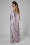 Shop Masumi Mewawalla Lilac Georgette, Satin, Tussar, Silk, Bemberg Pre-draped Saree And Blouse Set at Aza Fashions Shop_Masumi Mewawalla_Lilac Georgette, Satin, Tussar, Silk, Bemberg Pre-draped Saree And Blouse Set _at_Aza_Fashions