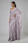 Shop Masumi Mewawalla Lilac Georgette, Satin, Tussar, Silk, Bemberg Pre-draped Saree And Blouse Set Online at Aza Fashions Shop_Masumi Mewawalla_Lilac Georgette, Satin, Tussar, Silk, Bemberg Pre-draped Saree And Blouse Set _Online_at_Aza_Fashions