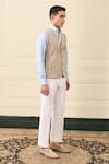 Shop Gargee Designers Beige Cotton, Suiting Flap Pocket Detail Vest Jacket Online at Aza Fashions Shop_Gargee Designers_Beige Cotton, Suiting Flap Pocket Detail Vest Jacket _Online_at_Aza_Fashions