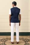 Gargee Designers_Navy Cotton, Suiting Utility Pocket Vest Jacket _Online_at_Aza_Fashions