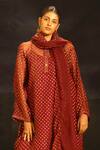 Buy Banana Labs Maroon Kota Doria, Cotton Collared Polka Print Kurta Palazzo Set Online at Aza Fashions Buy_Banana Labs_Maroon Kota Doria, Cotton Collared Polka Print Kurta Palazzo Set _Online_at_Aza_Fashions