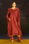 Shop Banana Labs Maroon Kota Doria, Cotton Collared Polka Print Kurta Palazzo Set Online at Aza Fashions Shop_Banana Labs_Maroon Kota Doria, Cotton Collared Polka Print Kurta Palazzo Set _Online_at_Aza_Fashions
