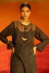Shop Banana Labs Black Kota Doria, Cotton Foil Printing, Tassels Polka Dot Kurta Palazzo Set Online at Aza Fashions Shop_Banana Labs_Black Kota Doria, Cotton Foil Printing, Tassels Polka Dot Kurta Palazzo Set _Online_at_Aza_Fashions