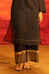 Shop Banana Labs Black Kota Doria, Cotton Foil Printing, Tassels Polka Dot Kurta Palazzo Set Shop_Banana Labs_Black Kota Doria, Cotton Foil Printing, Tassels Polka Dot Kurta Palazzo Set