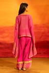 Shop Banana Labs Fuchsia Cotton Zari Round Neck Woven Pattern Kaftan And Palazzo Set at Aza Fashions Shop_Banana Labs_Fuchsia Cotton Zari Round Neck Woven Pattern Kaftan And Palazzo Set _at_Aza_Fashions