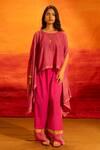 Buy Banana Labs Fuchsia Cotton Zari Round Neck Woven Pattern Kaftan And Palazzo Set Online at Aza Fashions Buy_Banana Labs_Fuchsia Cotton Zari Round Neck Woven Pattern Kaftan And Palazzo Set _Online_at_Aza_Fashions