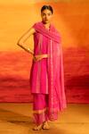 Buy Banana Labs Fuchsia Cotton Zari, Foil Printing Round Neck Striped Tunic Palazzo Set at Aza Fashions Buy_Banana Labs_Fuchsia Cotton Zari, Foil Printing Round Neck Striped Tunic Palazzo Set _at_Aza_Fashions