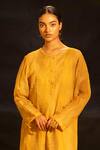 Banana Labs Mustard Kota Doria, Cotton Round Woven Pattern Kurta And Palazzo Set With Slip at Aza Fashions Banana Labs_Mustard Kota Doria, Cotton Round Woven Pattern Kurta And Palazzo Set With Slip _at_Aza_Fashions