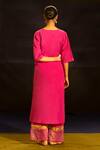 Shop Banana Labs Fuchsia Cotton Round Neck Patchwork Straight Kurta And Palazzo Set at Aza Fashions Shop_Banana Labs_Fuchsia Cotton Round Neck Patchwork Straight Kurta And Palazzo Set _at_Aza_Fashions