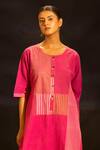 Banana Labs Fuchsia Cotton Round Neck Patchwork Straight Kurta And Palazzo Set Online at Aza Fashions Banana Labs_Fuchsia Cotton Round Neck Patchwork Straight Kurta And Palazzo Set _Online_at_Aza_Fashions